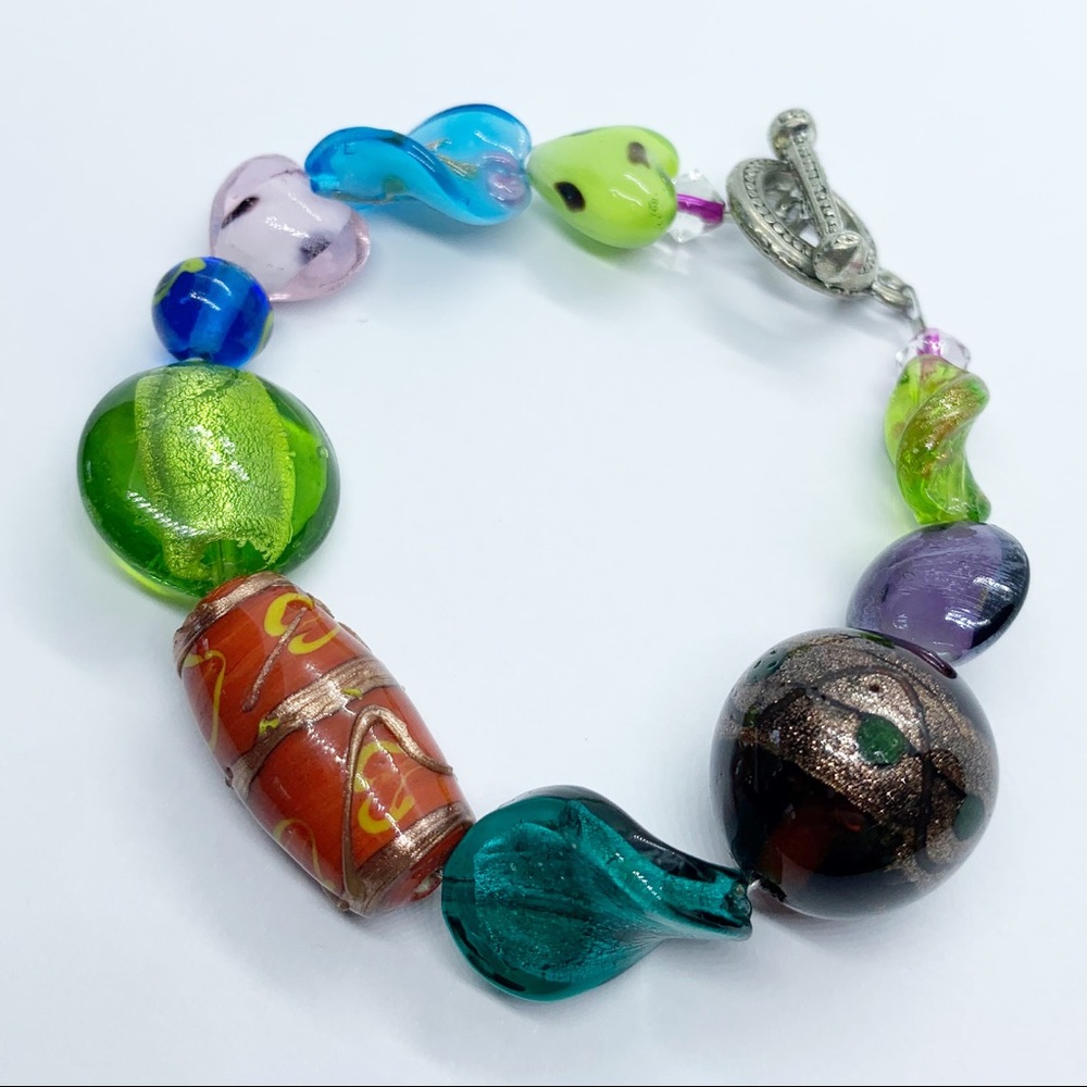 Art Glass Lampwork Beaded Colorful Bracelet Artsy